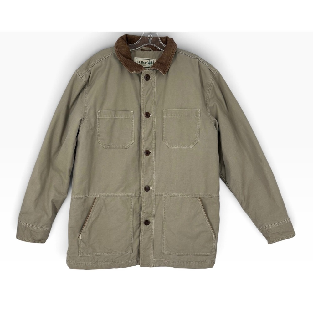 LL Bean Barn Chore Coat Mens Large Tan Quilted Thinsulate Lining Farmcore